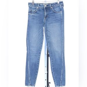 Amo Twist Dive Bar Fit Faded Washed Blue Split Hem Jeans Size 24